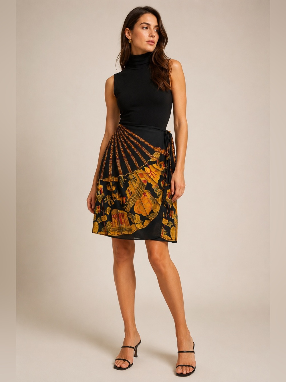 Emanuel Ungaro Silk Wrap Mini Skirt Baroque Scenic Print Hong Kong Vintage 8